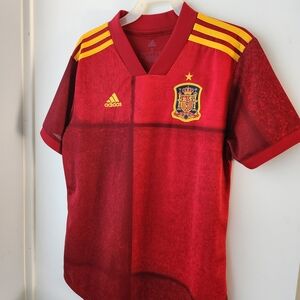 adidas Kids Spain Soccer Jersey in Red with Yellow Accents